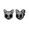 Thumbnail Image 0 of Disney Treasures Hocus Pocus Binx Black Onyx & Diamond Cat Face Earrings 1/10 ct tw Black Ruthenium Sterling Silver