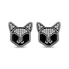 Thumbnail Image 1 of Disney Treasures Hocus Pocus Binx Black Onyx & Diamond Cat Face Earrings 1/10 ct tw Black Ruthenium Sterling Silver