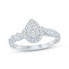 Thumbnail Image 1 of Multi-Diamond Pear Halo Twist Promise Ring 1/5 ct tw 10K White Gold