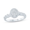 Thumbnail Image 1 of Multi-Diamond Oval Halo Twist Promise Ring 1/5 ct tw 10K White Gold