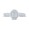 Thumbnail Image 3 of Multi-Diamond Oval Halo Twist Promise Ring 1/5 ct tw 10K White Gold