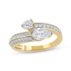 Thumbnail Image 1 of Pear-Shaped & Round-Cut Diamond Bypass Fashion Ring 1 ct tw 10K Yellow Gold