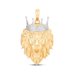 Men's Lion Head with Crown Charm 10K Yellow Gold