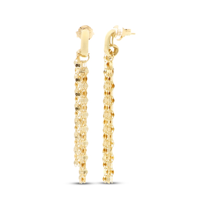 Main Image 1 of Mirror Chain Link Dangle Drop Earrings 10K Yellow Gold