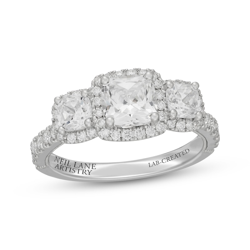 Main Image 1 of Neil Lane Artistry Cushion-Cut Lab-Grown Diamond Engagement Ring 2-1/4 ct tw 14K White Gold