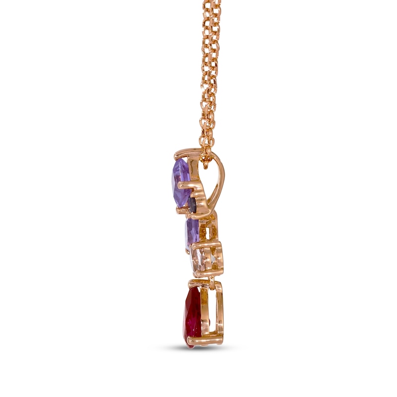 Main Image 2 of Le Vian Pretty in Pink Rhodolite Garnet, Amethyst & Morganite Necklace 1/10 ct tw Diamonds 14K Strawberry Gold 19&quot;