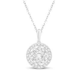 Lab-Grown Diamonds by KAY Flower Halo Necklace 1-1/4 ct tw 10K White Gold 18&quot;