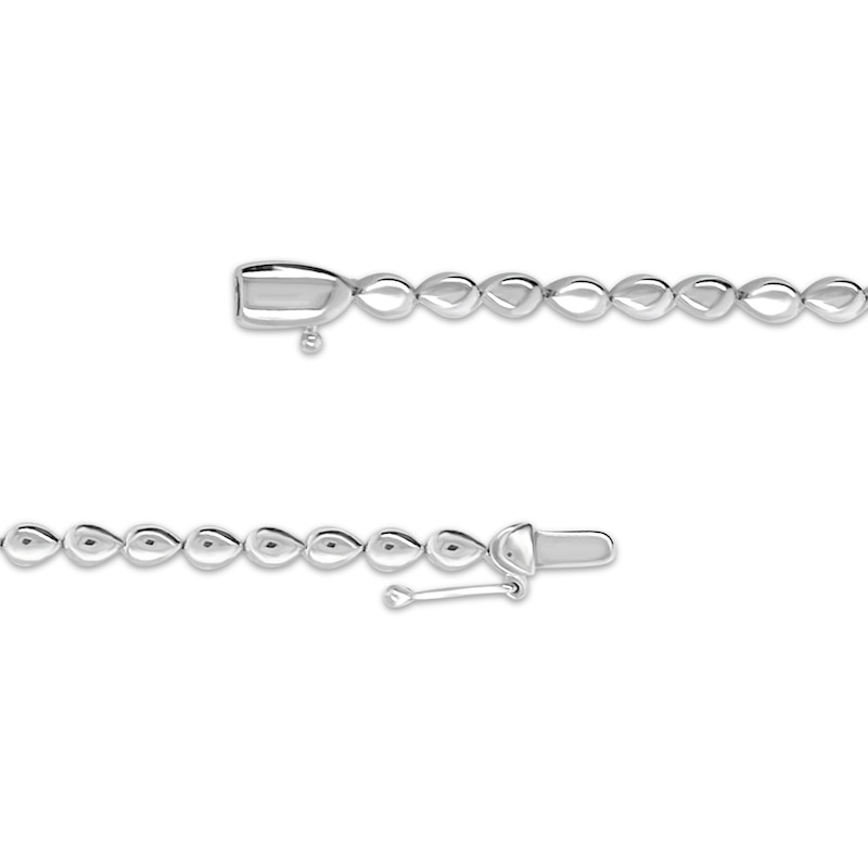 Main Image 3 of Baguette & Round-Cut Multi-Diamond Pear Link Necklace 2-3/4 ct tw 14K White Gold 17&quot;