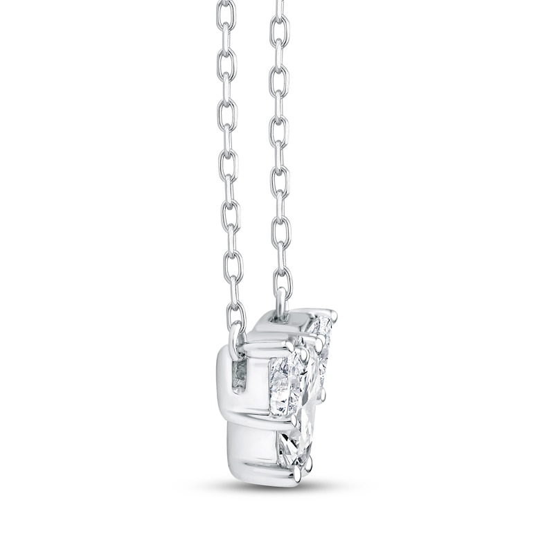 Main Image 2 of Memories Moments Magic Oval-Cut & Pear-Shaped Lab-Grown Diamond Three-Stone Necklace 3/4 ct tw 14K White Gold 18&quot;