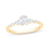 Thumbnail Image 1 of Lab-Grown Diamonds by KAY Oval-Cut & Pear-Shaped Three-Stone Engagement Ring 5/8 ct tw 14K Yellow Gold