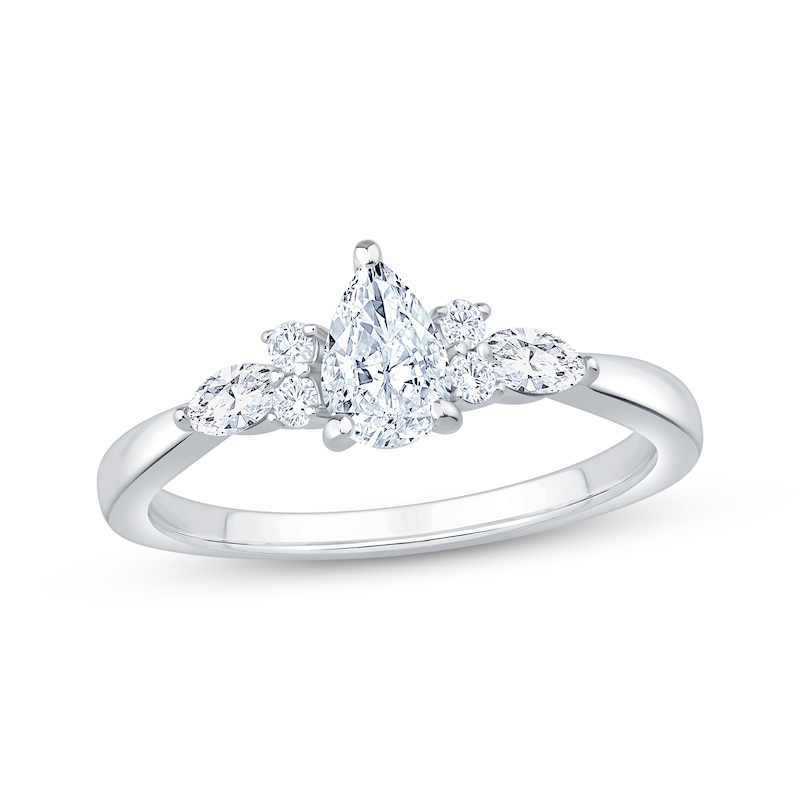 Main Image 1 of Lab-Grown Diamonds by KAY Pear-Shaped Engagement Ring 3/4 ct tw 14K White Gold