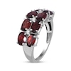 Thumbnail Image 2 of Oval-Cut Garnet & White Lab-Created Sapphire Two-Row Ring Sterling Silver