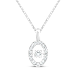 Unstoppable Love Diamond Oval Halo Necklace 1/2 ct tw 10K White Gold 19&quot;