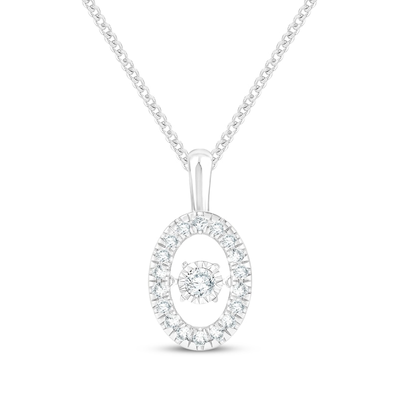 Main Image 1 of Unstoppable Love Diamond Oval Halo Necklace 1/2 ct tw 10K White Gold 19&quot;