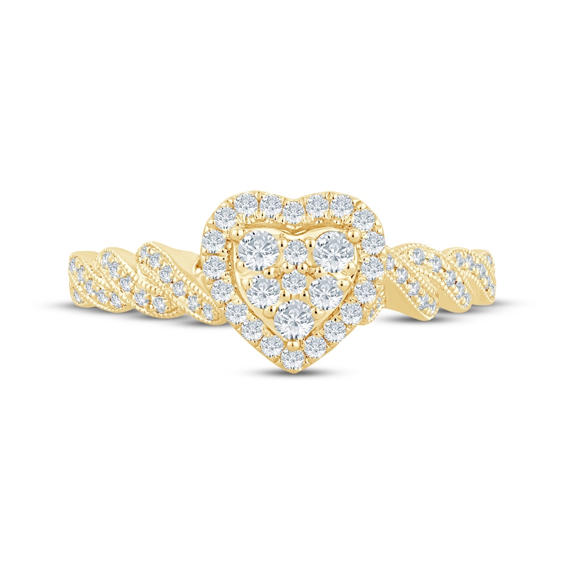 Main Image 3 of Now + Forever Multi-Diamond Heart-Shaped Engagement Ring 1/3 ct tw 10K Yellow Gold