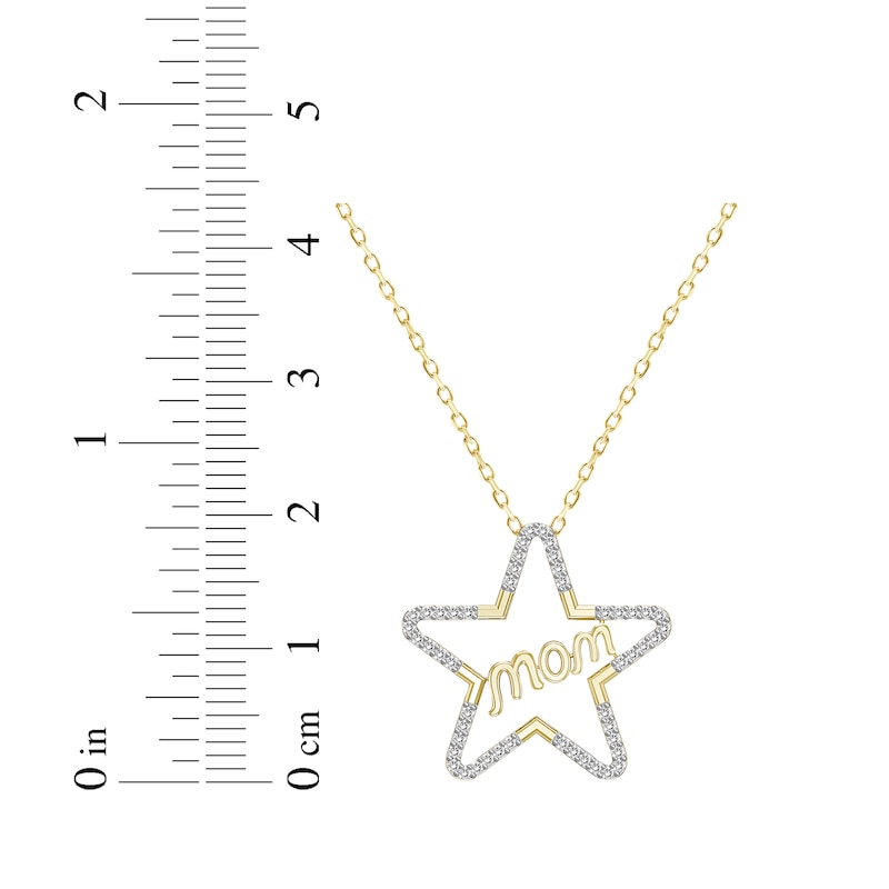 Main Image 3 of Diamond &quot;Mom&quot; Star Necklace 1/6 ct tw 10K Yellow Gold 18&quot;