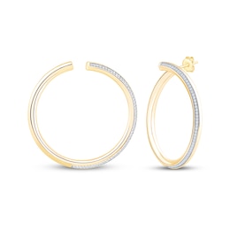 Diamond Pavé Open Hoop Earrings 3/4 ct tw 10K Yellow Gold