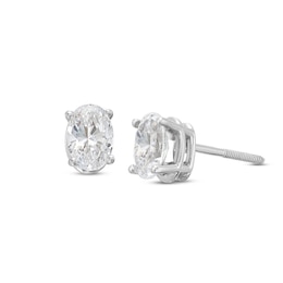 Lab-Created Diamonds by KAY Oval-Cut Solitaire Stud Earrings 1 ct tw 14K White Gold (F/SI2)