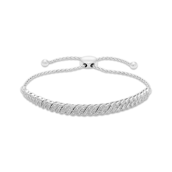 Diamond S-Link Bolo Bracelet 1/4 ct tw Sterling Silver