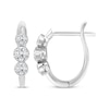 Thumbnail Image 2 of Lab-Created Diamonds by KAY Three-Stone Hoop Earrings 3/4 ct tw 10K White Gold