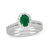 Thumbnail Image 1 of Neil Lane Oval-Cut Natural Emerald & Diamond Bridal Set 5/8 ct tw 14K White Gold