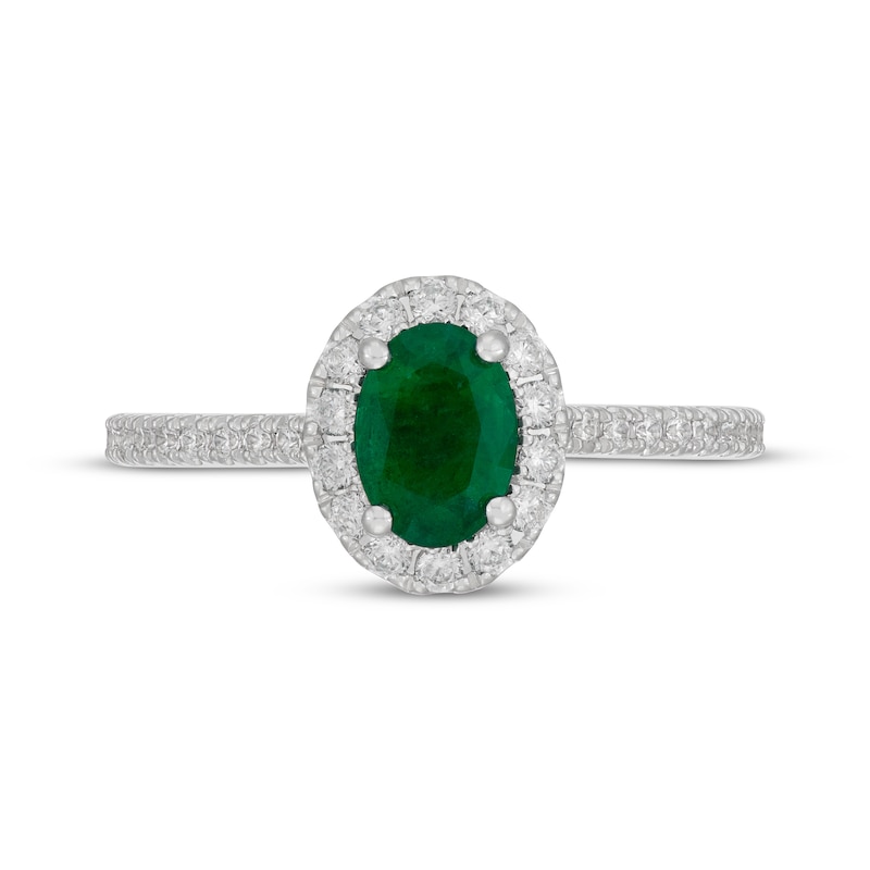 Main Image 3 of Neil Lane Oval-Cut Natural Emerald & Diamond Engagement Ring 1/2 ct tw 14K White Gold