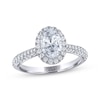 Thumbnail Image 1 of THE LEO Legacy Lab-Grown Diamond Oval-Cut Halo Engagement Ring 1-1/2 ct tw 14K White Gold