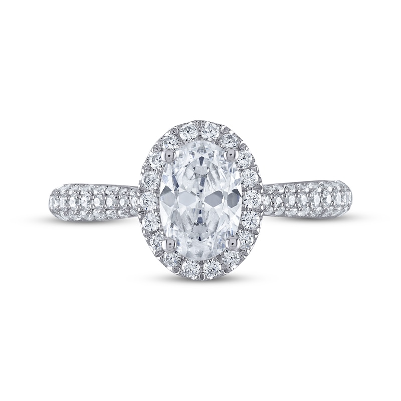 Main Image 3 of THE LEO Legacy Lab-Grown Diamond Oval-Cut Halo Engagement Ring 1-1/2 ct tw 14K White Gold