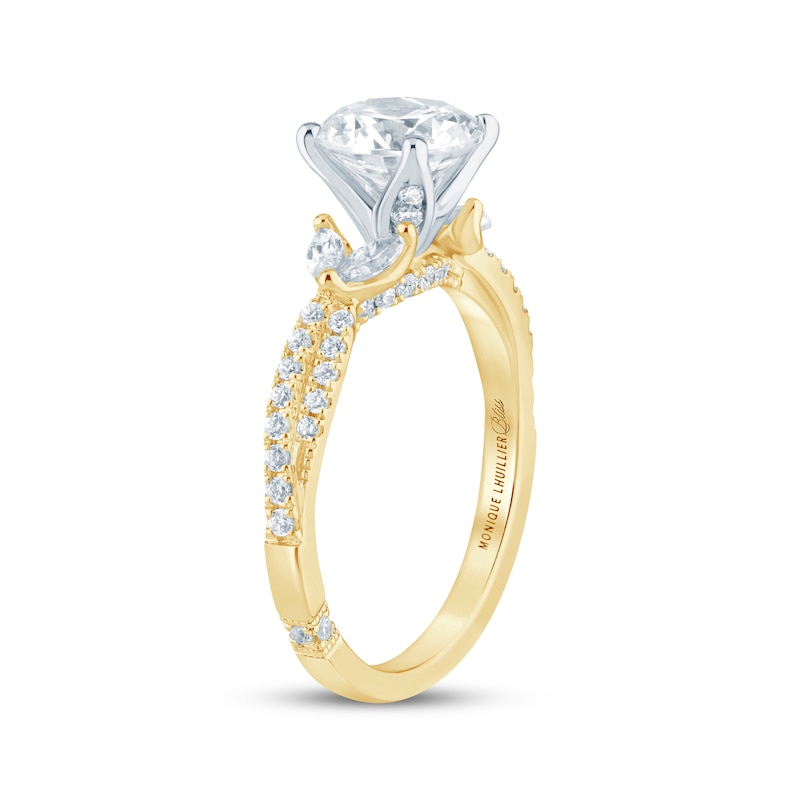 Main Image 2 of Monique Lhuillier Bliss Round-Cut Lab-Grown Diamond Engagement Ring 2 ct tw 18K Yellow Gold