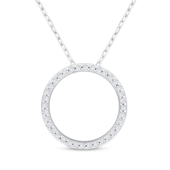 Diamond Circle Necklace 1/4 ct tw 10K White Gold 18"