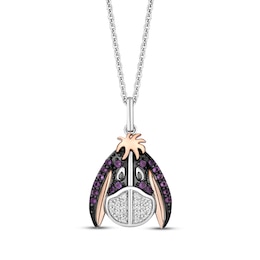 Disney Treasures Winnie the Pooh &quot;Eeyore&quot; Amethyst & Diamond Necklace 1/20 ct tw Sterling Silver & 10K Rose Gold 19&quot;