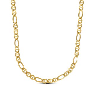 Hollow Figaro Chain Necklace 14K Yellow Gold 18