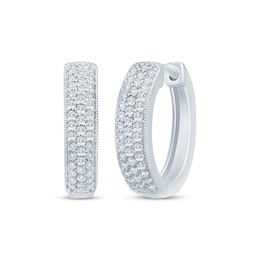 Diamond Pavé Hoop Earrings 3/8 ct tw 10K White Gold