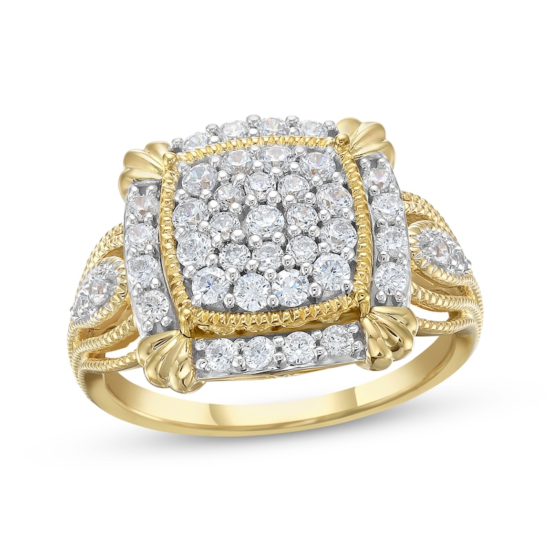 Main Image 1 of Lab-Grown Diamonds by KAY Vintage-Style Multi-Diamond Fashion Ring 3/4 ct tw 10K Yellow Gold