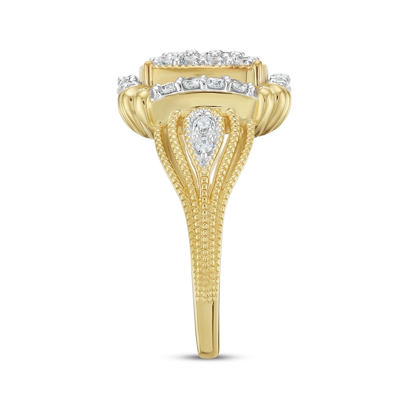 Main Image 2 of Lab-Grown Diamonds by KAY Vintage-Style Multi-Diamond Fashion Ring 3/4 ct tw 10K Yellow Gold