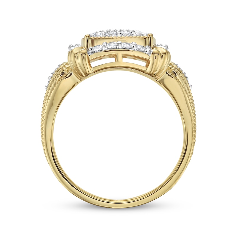 Main Image 3 of Lab-Grown Diamonds by KAY Vintage-Style Multi-Diamond Fashion Ring 3/4 ct tw 10K Yellow Gold