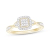 Thumbnail Image 1 of Multi-Diamond Cushion Halo Promise Ring 1/6 ct tw 10K Yellow Gold