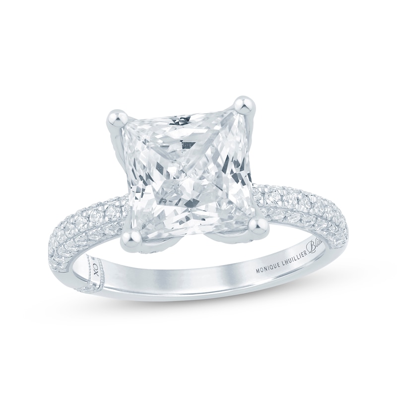 Main Image 1 of Monique Lhuillier Bliss Princess-Cut Lab-Grown Diamond Engagement Ring 3-5/8 ct tw 18K White Gold