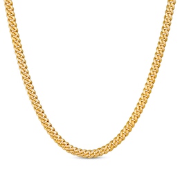 Solid Cuban Curb Chain Necklace 6.8mm 10K Yellow Gold 22&quot;