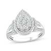 Thumbnail Image 1 of Multi-Diamond Center Teardrop-Frame Engagement Ring 1 ct tw 14K White Gold