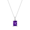 Thumbnail Image 0 of Emerald-Cut Amethyst & White Lab-Created Sapphire Necklace Sterling Silver 18"