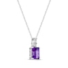 Thumbnail Image 1 of Emerald-Cut Amethyst & White Lab-Created Sapphire Necklace Sterling Silver 18"