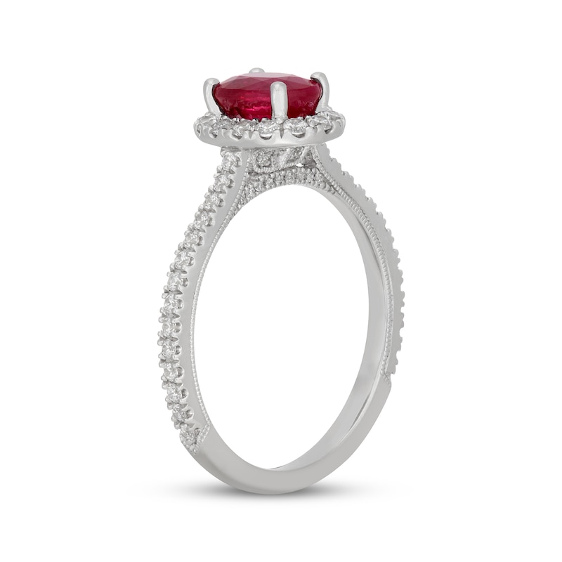 Neil Lane Oval-Cut Natural Ruby & Diamond Engagement Ring 1/2 ct tw 14K White Gold