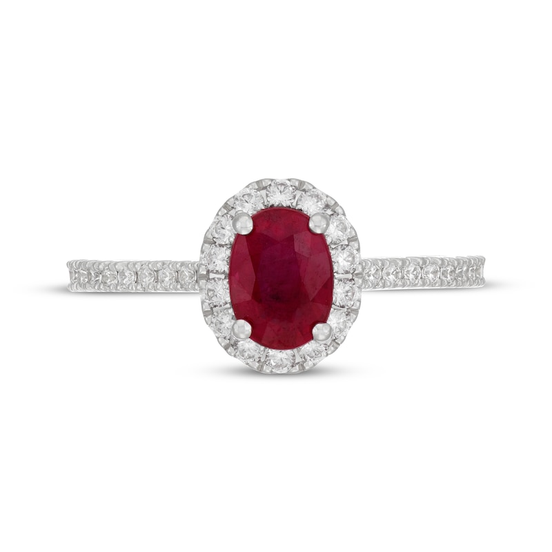 Neil Lane Oval-Cut Natural Ruby & Diamond Engagement Ring 1/2 ct tw 14K White Gold