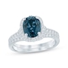 Thumbnail Image 1 of Oval-Cut London Blue Topaz & Diamond Bridal Set 1/2 ct tw 14K White Gold