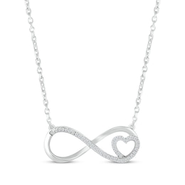 Diamond Infinity & Heart Necklace 1/10 ct tw 10K White Gold 18&quot;