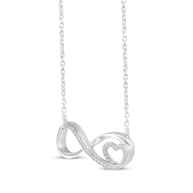 Diamond Infinity & Heart Necklace 1/10 ct tw 10K White Gold 18"