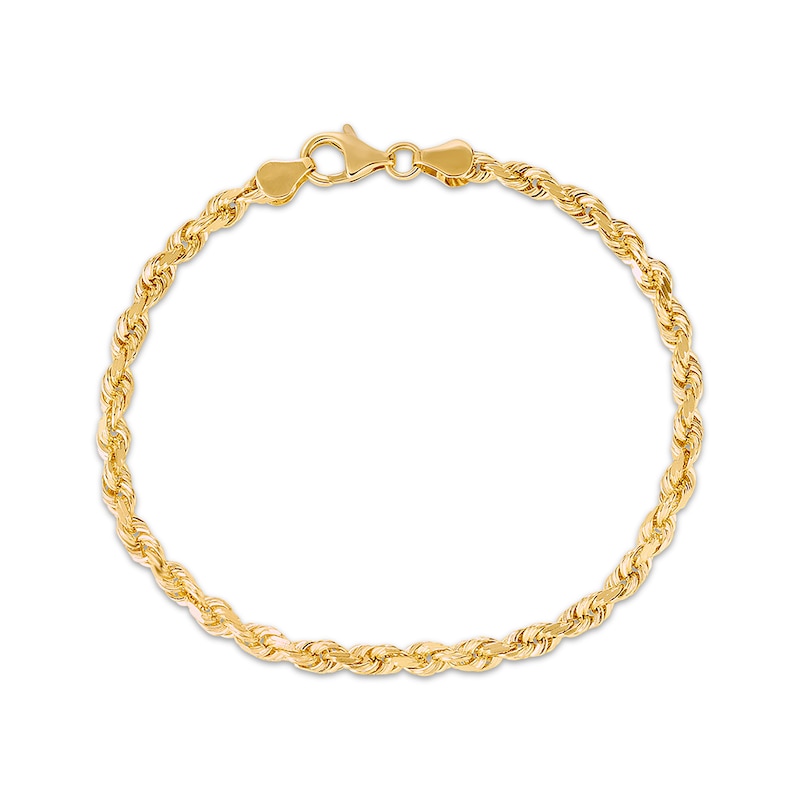 Main Image 1 of Textured Solid Rope Chain Bracelet 10K Yellow Gold 8.5&quot;