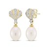 Thumbnail Image 1 of Cultured Pearl & Diamond Seashell Drop Earrings 1/10 ct tw 10K Yellow Gold