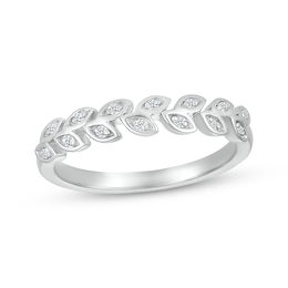 Diamond Leaf Ring 1/20 ct tw Sterling Silver